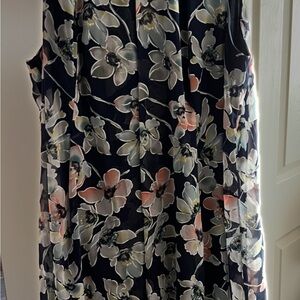 Lane Bryant Elegant, Floral Sleeveless Dress - Blue and White